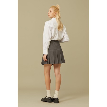 PLEATS MINI SKIRT_GREY Pour