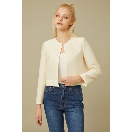 WOOL SILK CROP JACKET_IVORY s'inspire de l'anatomie humaine