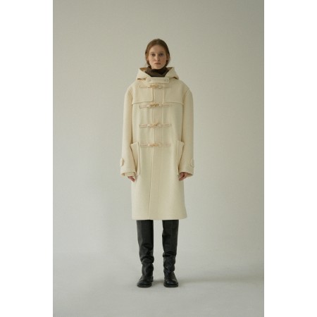 CHARLES HOODED DUFFLE COAT_IVORY de l' environnement