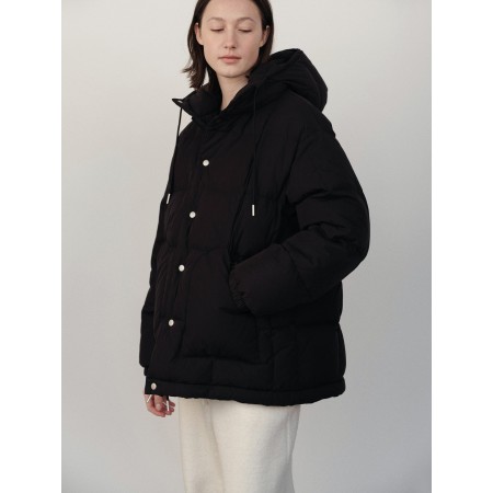 DUNNE HALF PADDED JACKET_BLACK brillant des détails fins