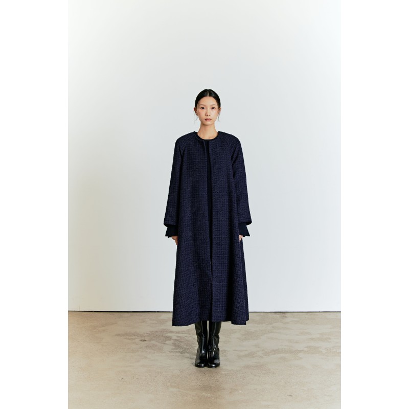 A LINE TWEED COAT_NAVY pas cher chine