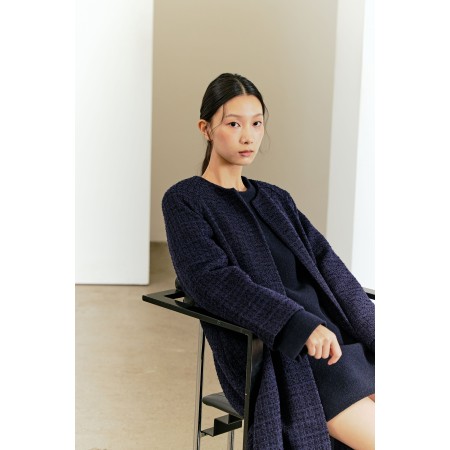 A LINE TWEED COAT_NAVY pas cher chine