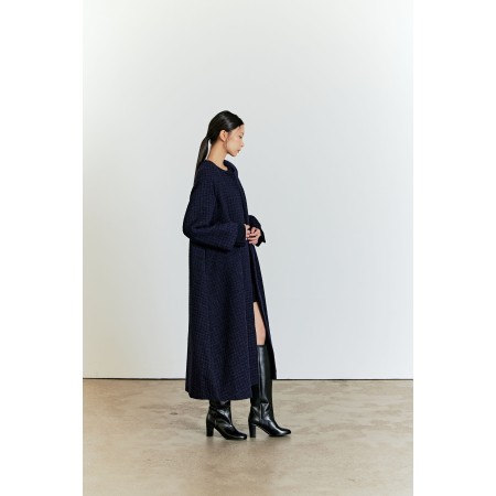 A LINE TWEED COAT_NAVY pas cher chine