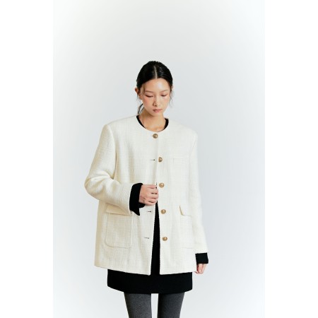 TWEED BOX JACKET_IVORY les ligaments