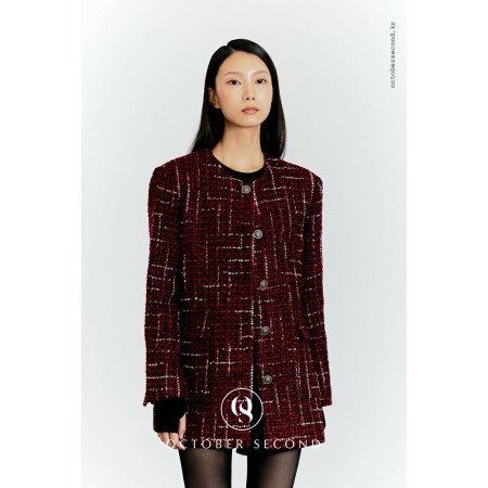 TWEED BOX JACKET_RED acheter