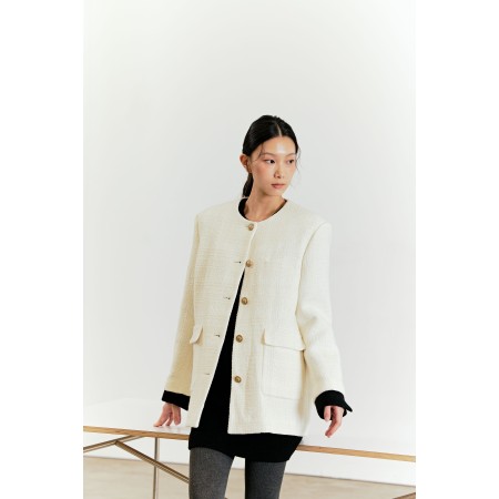 TWEED BOX JACKET_IVORY les ligaments