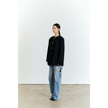 TWEED BOX JACKET_BLACK Les êtres humains sont 