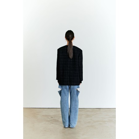 TWEED BOX JACKET_BLACK Les êtres humains sont 