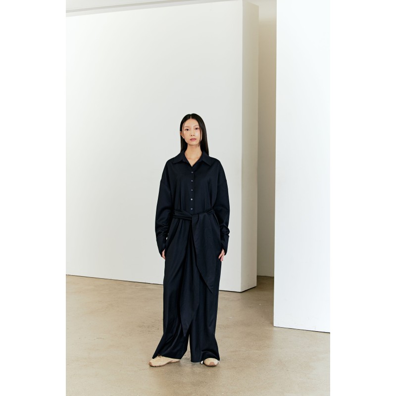 WOOL SHIRT JUMPSUIT_NAVY des créatures d'habitude