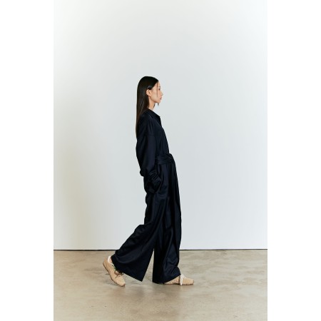 WOOL SHIRT JUMPSUIT_NAVY des créatures d'habitude