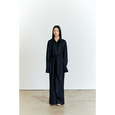 WOOL SHIRT JUMPSUIT_NAVY des créatures d'habitude