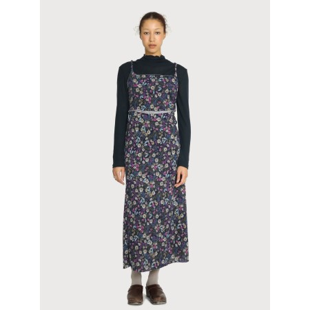 FLOWER PATTERN BRUSHED KNIT DRESS_NAVY l'achat 