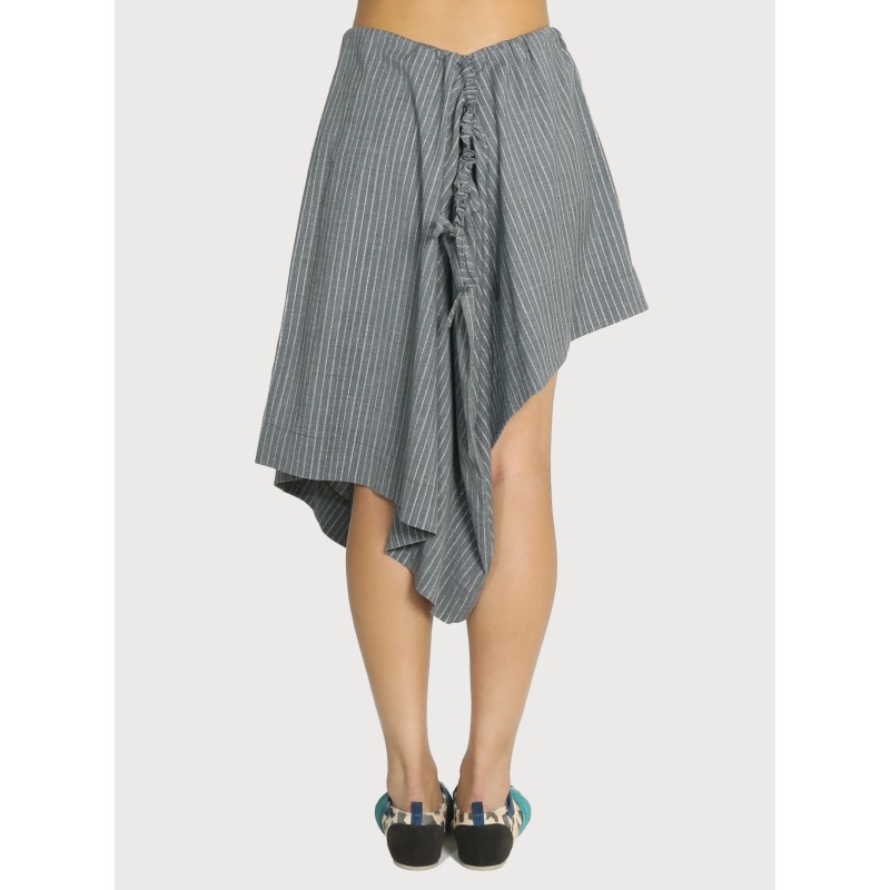 METALIC STRIPE WOOL SKIRT_GREY une grave pollution 