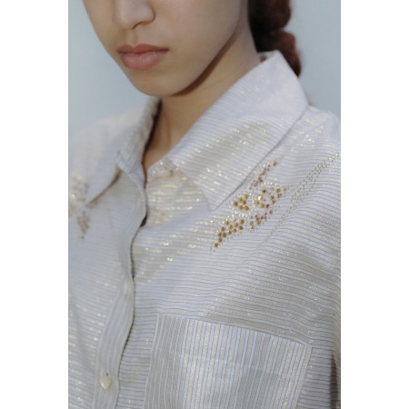 METALIC STRIPE MOTIF SHIRT_GOLD 50% de réduction en Octobre 2024