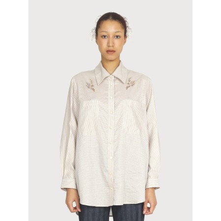 METALIC STRIPE MOTIF SHIRT_GOLD 50% de réduction en Octobre 2024