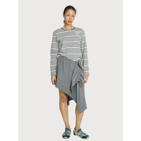 METALIC STRIPE WOOL SKIRT_GREY une grave pollution 