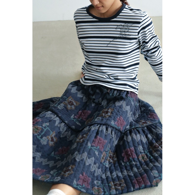 QUILTED FLARE SKIRT_NAVY JUSQU'A -70%! 