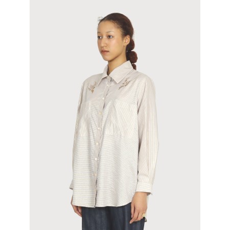 METALIC STRIPE MOTIF SHIRT_GOLD 50% de réduction en Octobre 2024