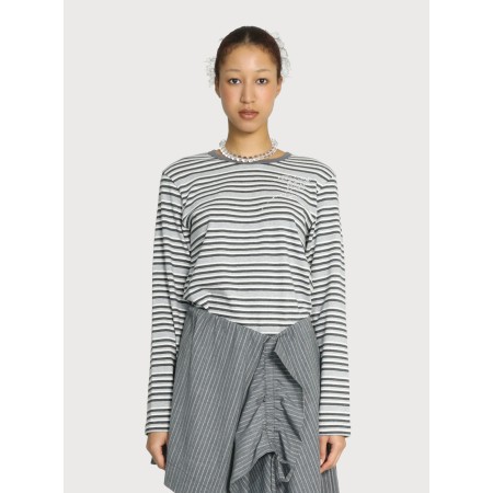 MOTIF STRIPE COTTON TOP_GRAY des créatures d'habitude