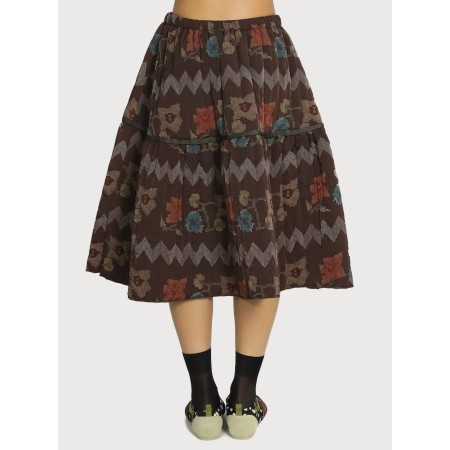 QUILTED FLARE SKIRT_BROWN Par le système avancé 