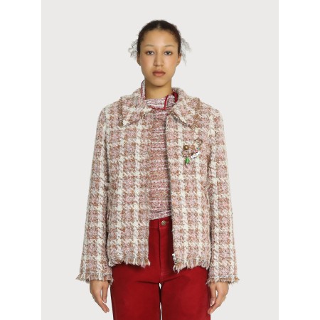 RAW-EDGE TRIMMED TWEED JACKET_PINK BEIGE Dans la société mordern