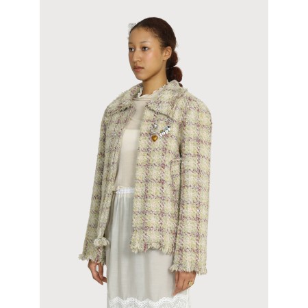 RAW-EDGE TRIMMED TWEED JACKET_LEMON vous aussi creer 