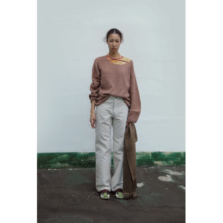 WIDE BOAT-NECK WHOLE GARMENT KNIT_BRICK rembourrage situé sous