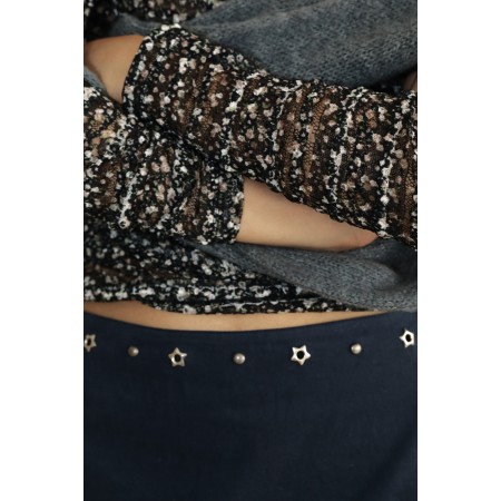 STAR STUD CYLINDER LONG SKIRT_MIDNIGHT brillant des détails fins