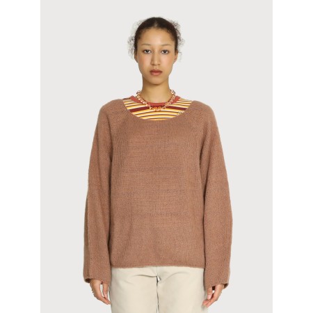 WIDE BOAT-NECK WHOLE GARMENT KNIT_BRICK rembourrage situé sous