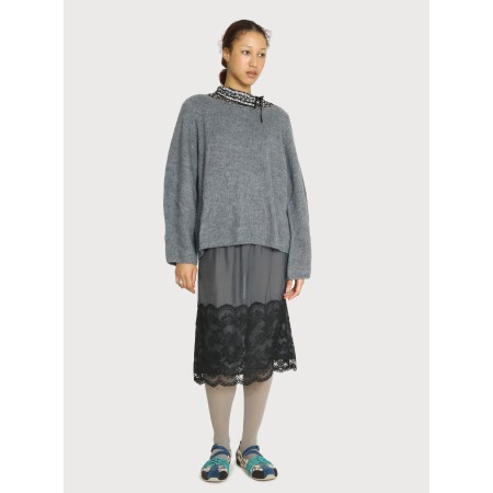 WIDE BOAT-NECK WHOLE GARMENT KNIT_GREY Comparez plus de prix