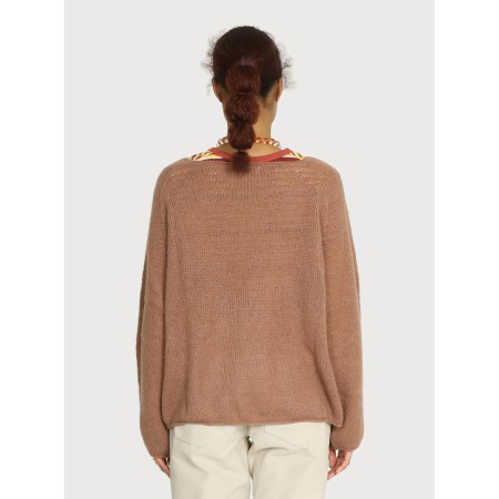 WIDE BOAT-NECK WHOLE GARMENT KNIT_BRICK rembourrage situé sous