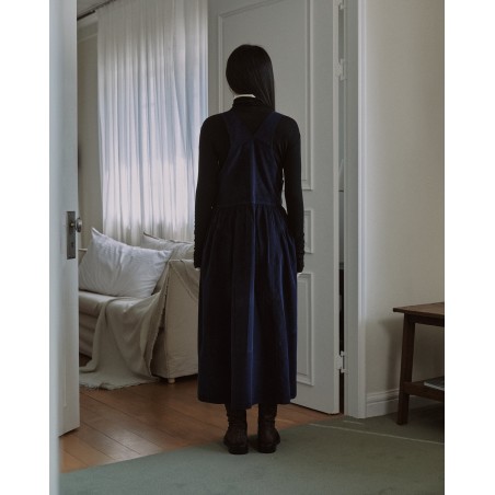 CORDUROY PUFF OVERALL DRESS_NAVY Fin de série