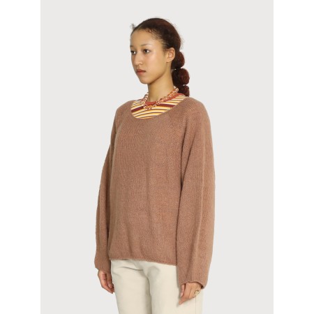 WIDE BOAT-NECK WHOLE GARMENT KNIT_BRICK rembourrage situé sous