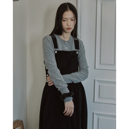 CORDUROY PUFF OVERALL DRESS_BLACK livraison et retour toujours gratuits