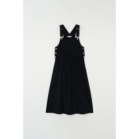 CORDUROY PUFF OVERALL DRESS_BLACK livraison et retour toujours gratuits