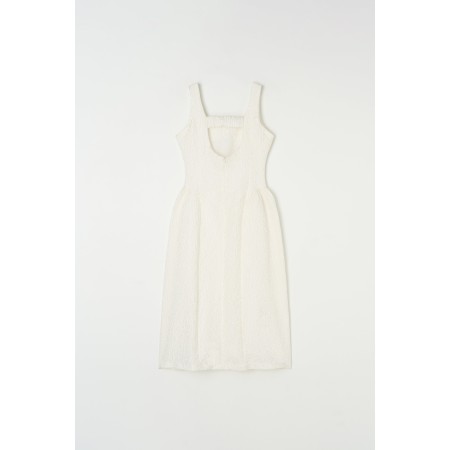 BACK BANDING JACQUARD DRESS_IVORY de France