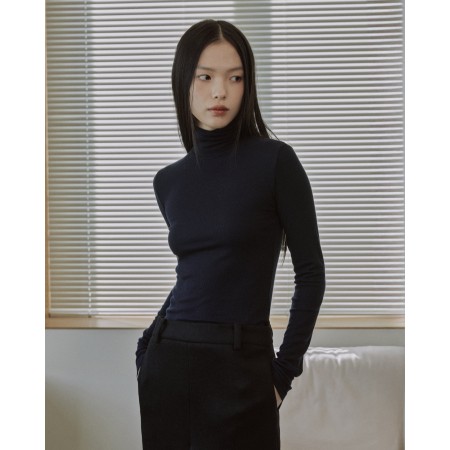 ESSENTIAL RIBBED WOOL TURTLENECK_NAVY du meilleur 