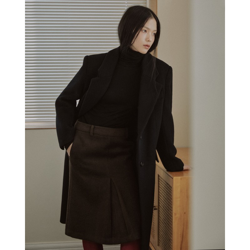 WOOL BLEND FRONT TUCK SLIM SKIRT_BROWN acheter en ligne