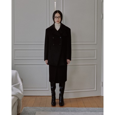 HALF DOUBLE PEA COAT_BLACK votre