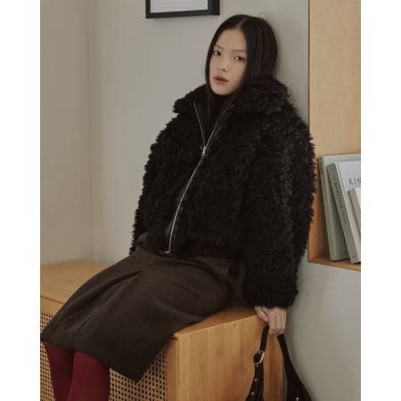 CROPPED ZIP-UP FUR JACKET_BLACK prix