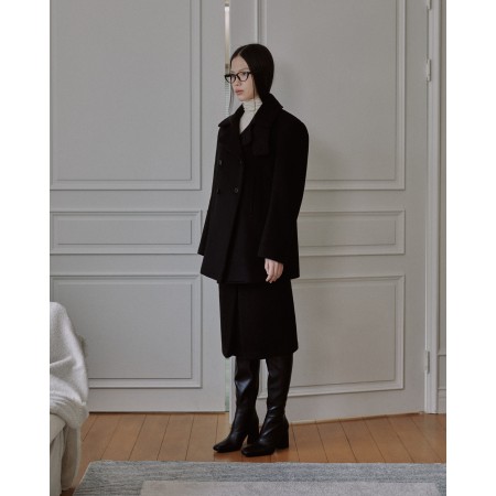 HALF DOUBLE PEA COAT_BLACK votre