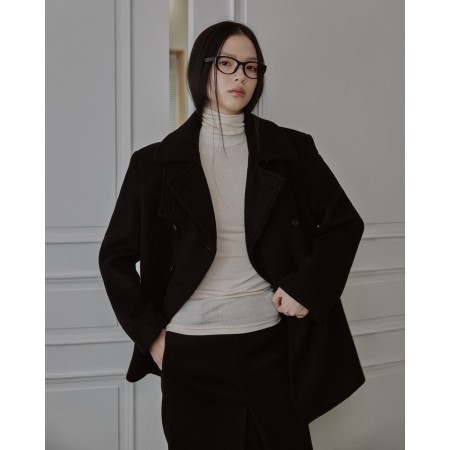 HALF DOUBLE PEA COAT_BLACK votre