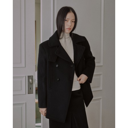 HALF DOUBLE PEA COAT_BLACK votre