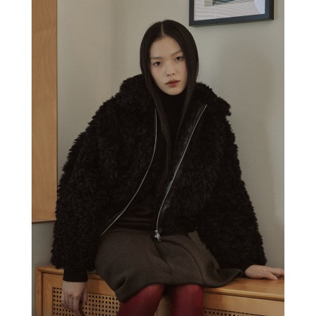 CROPPED ZIP-UP FUR JACKET_BLACK prix