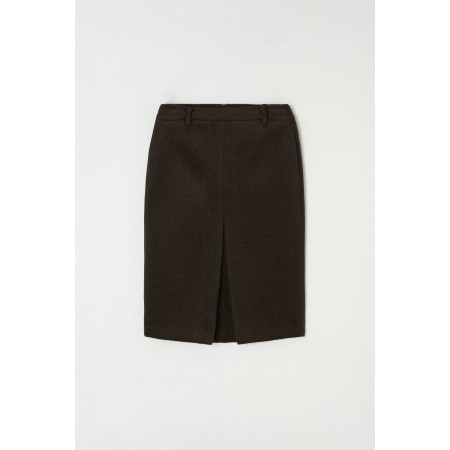 WOOL BLEND FRONT TUCK SLIM SKIRT_BROWN acheter en ligne