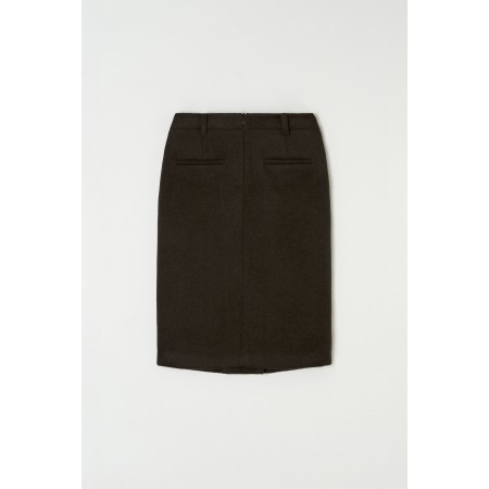 WOOL BLEND FRONT TUCK SLIM SKIRT_BROWN acheter en ligne