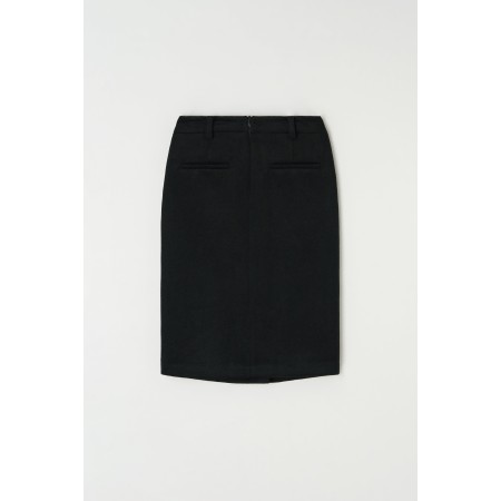 WOOL BLEND FRONT TUCK SLIM SKIRT_BLACK france