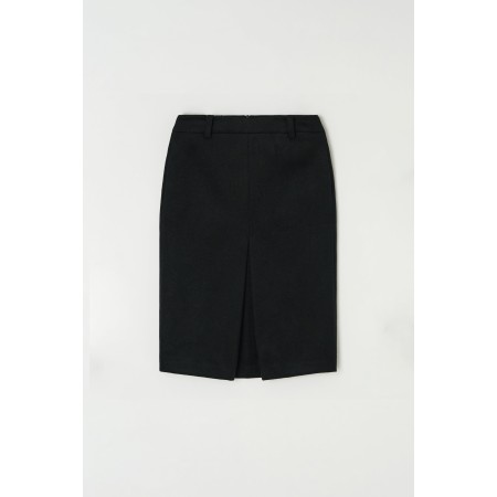 WOOL BLEND FRONT TUCK SLIM SKIRT_BLACK france