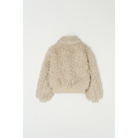 CROPPED ZIP-UP FUR JACKET_BEIGE GREY À commander