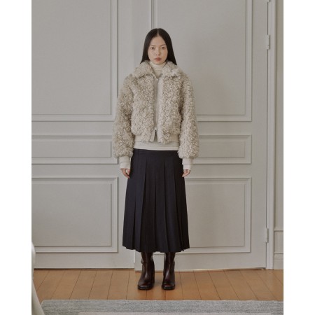 CROPPED ZIP-UP FUR JACKET_BEIGE GREY À commander